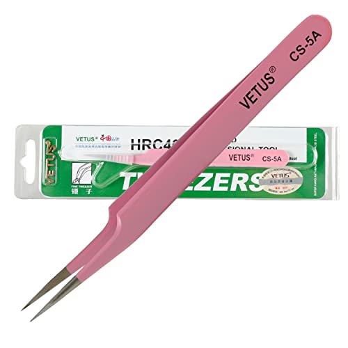Pinzette für Nailart/Wimpern aus Edelstahl rosa  SC-5A
