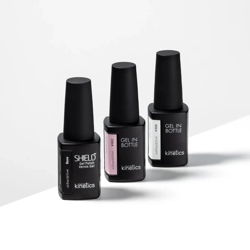 Kinetics TESTPAKET Gel in Bottle 3tlg. Shield Rubber Base+, Gel in Bottle #902 & #906 (TPO-free)