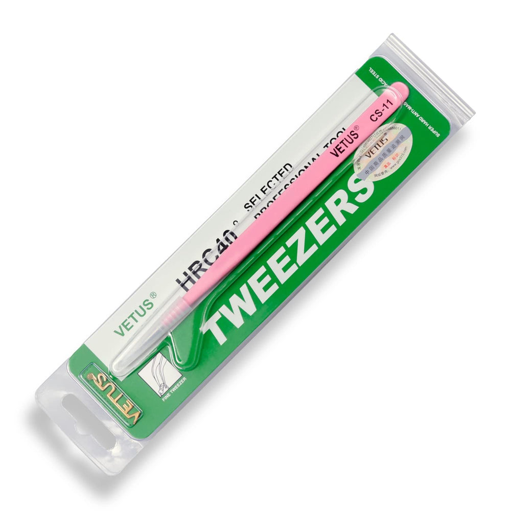 Pinzette für Nailart/Wimpern aus Edelstahl rosa SC-11