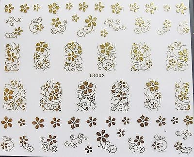 Sticker 3D Design fiori in oro TB002