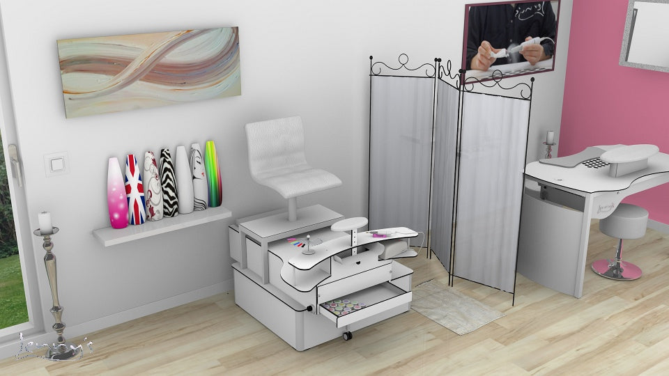 Foot care - Workstation including fine dust extraction L500 and height-adjustable footrest