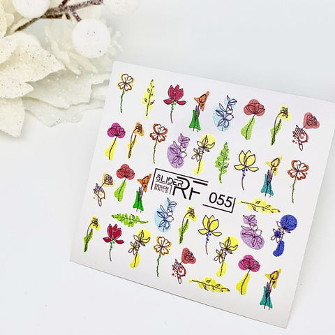 Sticker Design RF055 Fiori (Adesivi idrosolubili) Slider