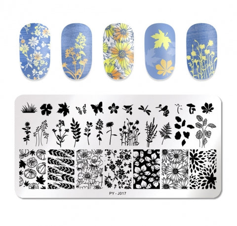 Stamping Platte Schablone Blumen PY-J017