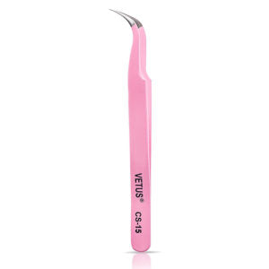 Pinzette für Nailart/Wimpern aus Edelstahl rosa (gebogen) SC-15