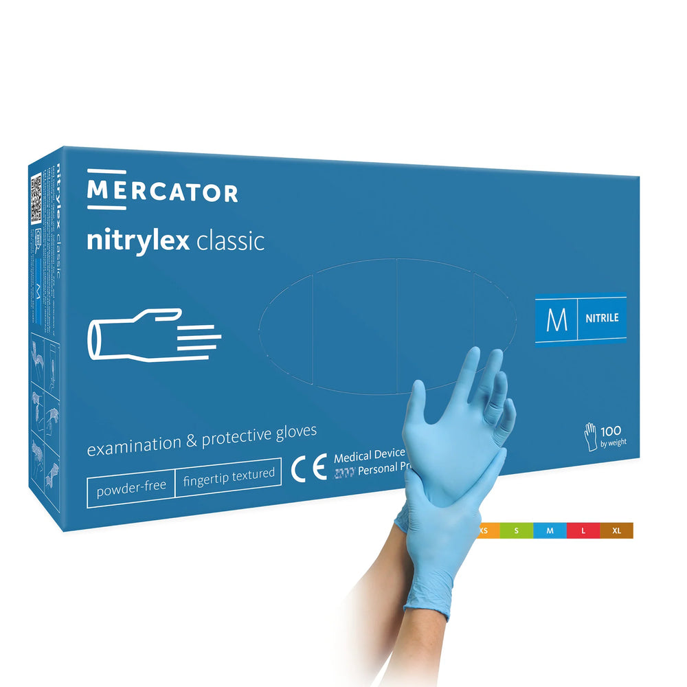 Nitrylex pink 100 Stück/Box Schutzhandschuhe, Nitril, puderfrei, blau von Mercator