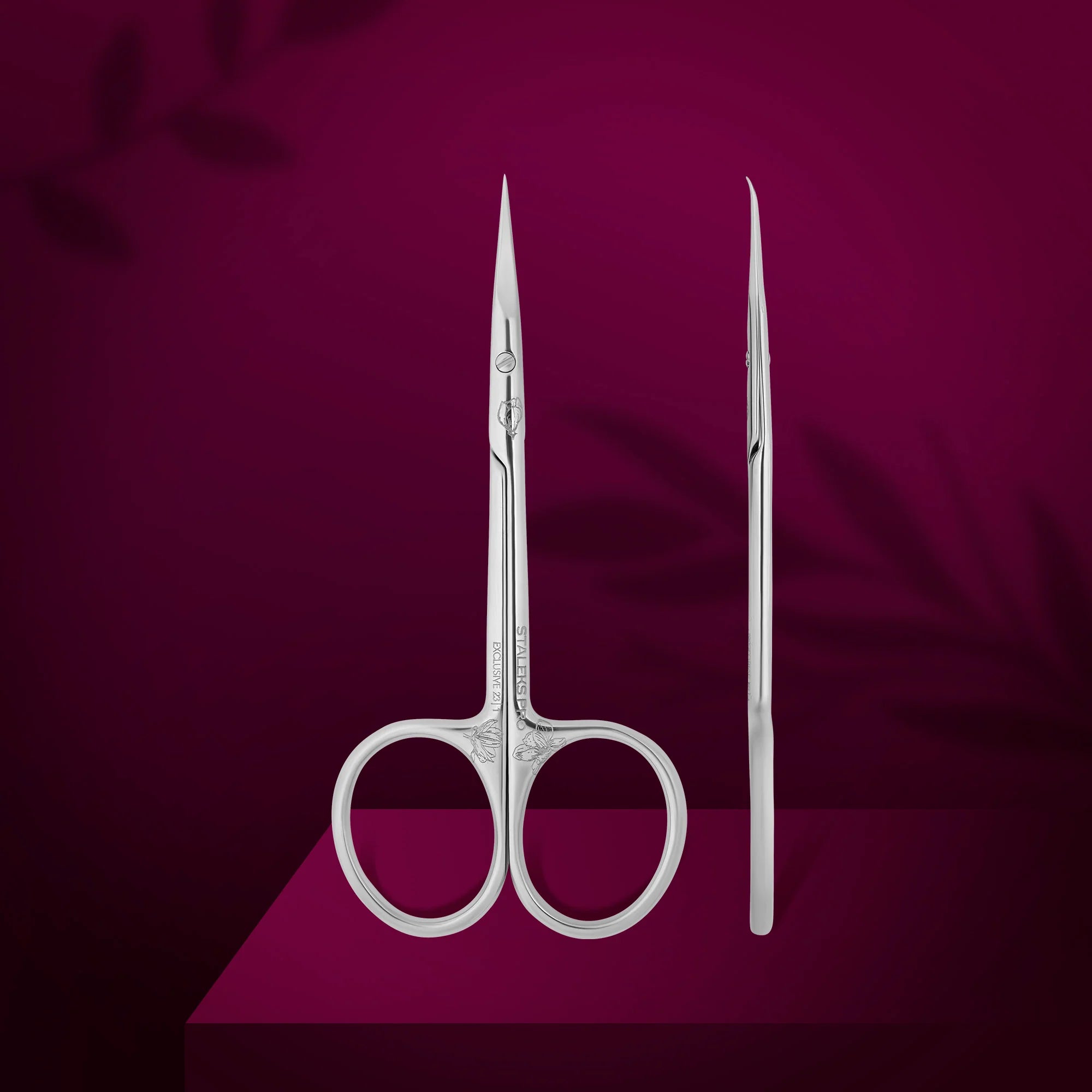 Professional cuticle scissors with extra curved tip 'Magnolia / Zebra' SX-23/1 STALEKS EXCLUSIVE