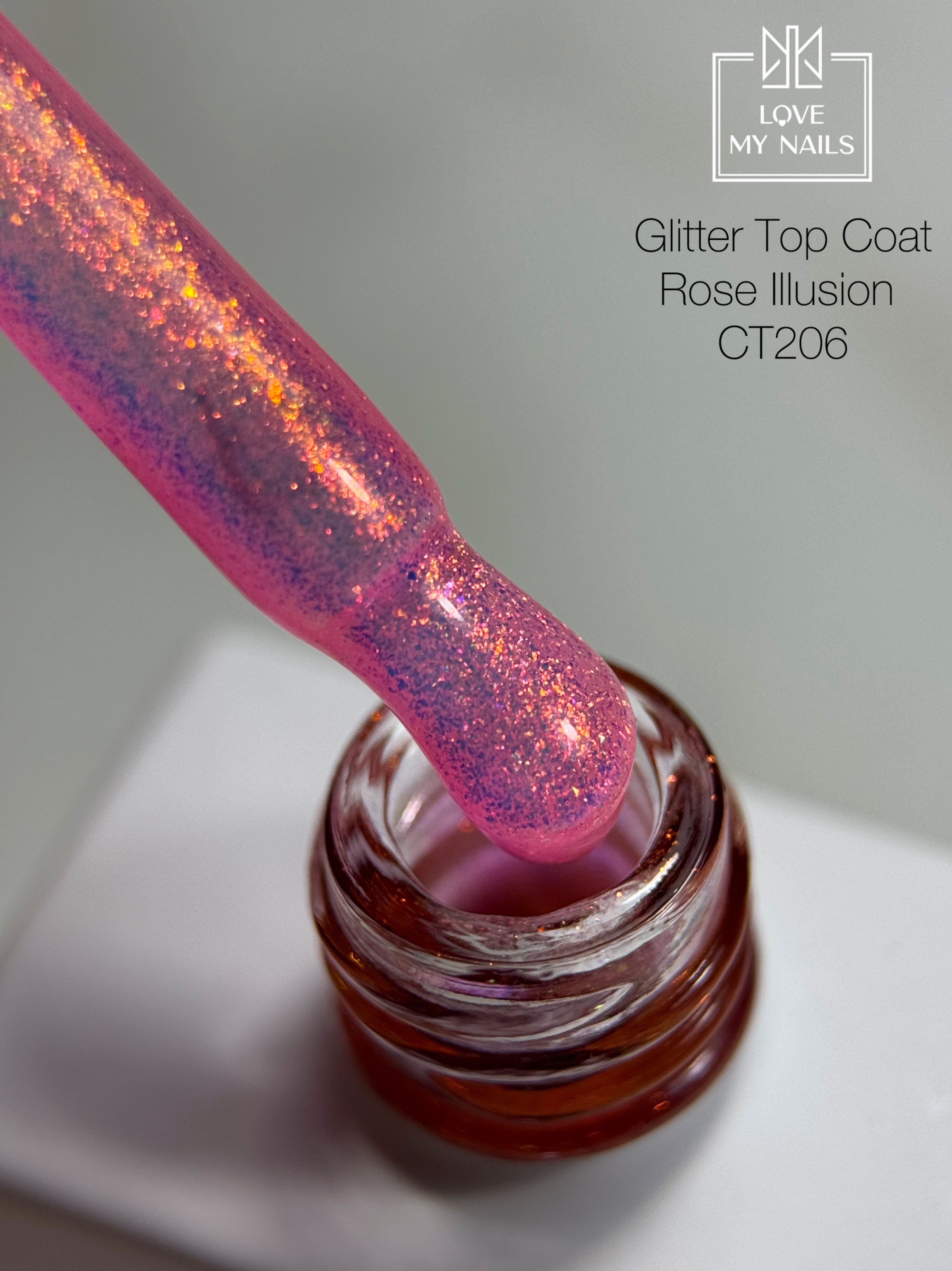 Glitter Top Coat Rose Illusion NO WIPE 12ml von Love My Nails (TPO-free)