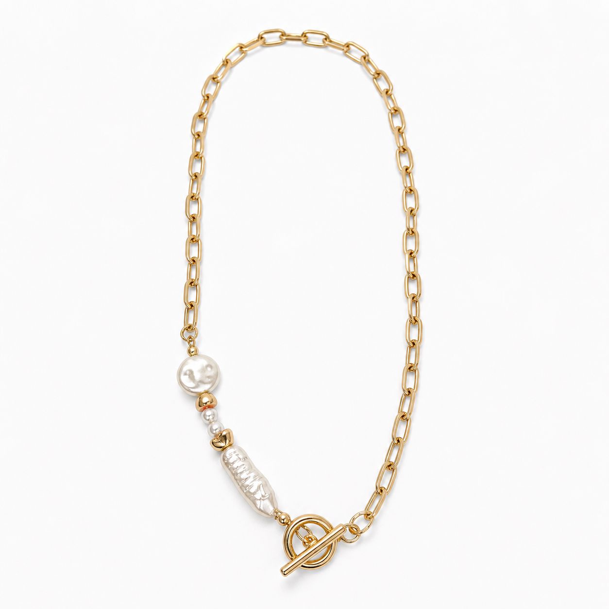 Stylische asymetrische Kette in gold  (Modeschmuck) 1