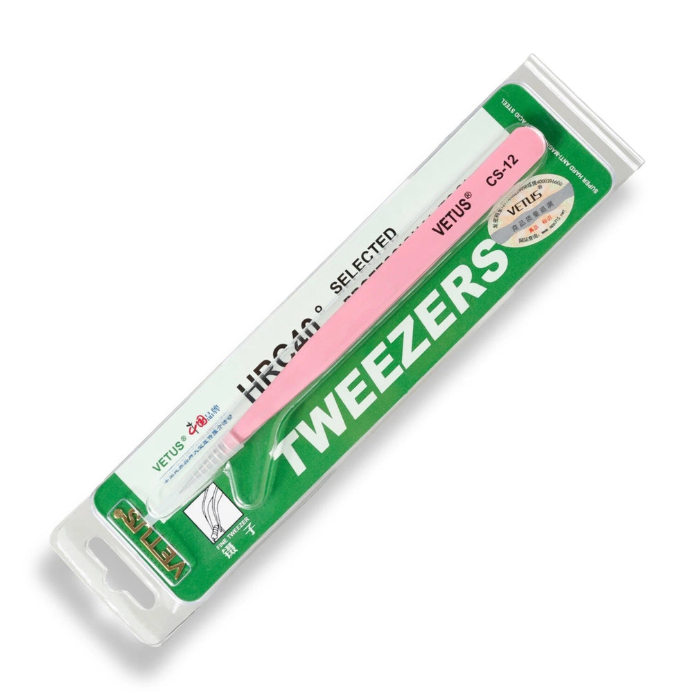 Pinzette für Nailart/Wimpern aus Edelstahl rosa SC-12
